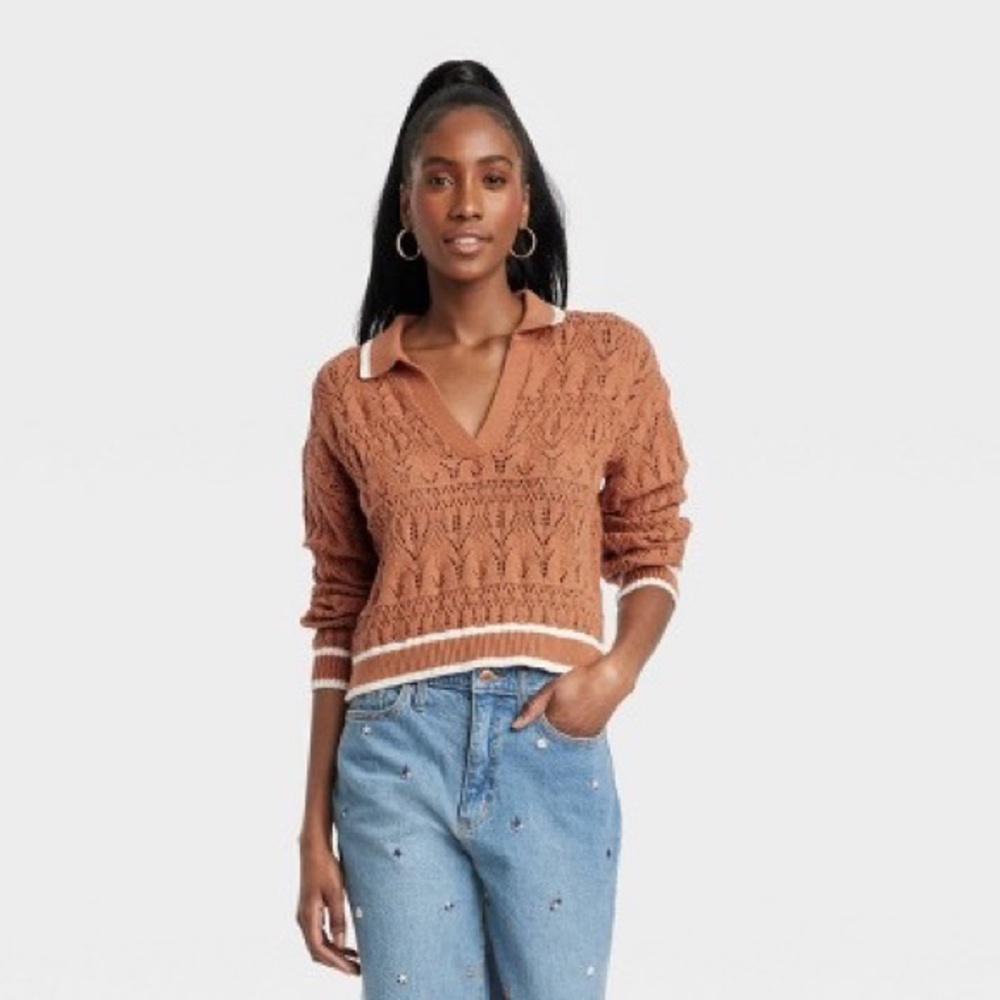 Universal Thread Brown Knit Pullover Sweater Size Medium